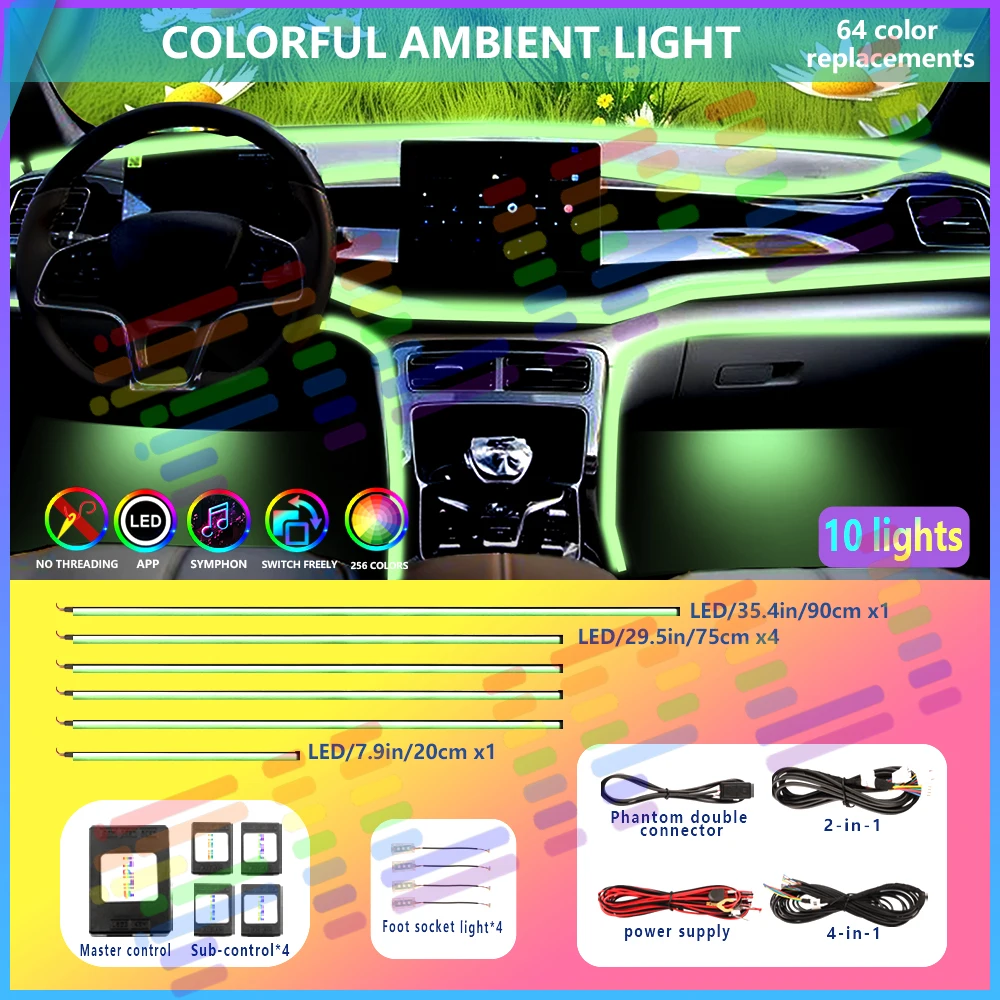 

18 in 1 double zone LED acrylic neon RGB Rainbow Rhythm Symphony atmosphere light use time 100,000 hours! Application program co
