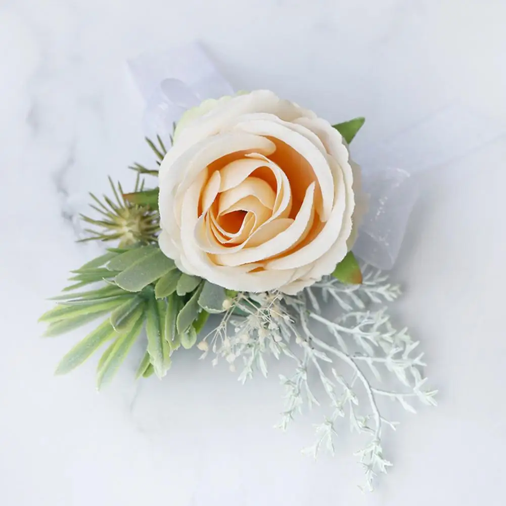 

Цветочный корсаж на запястье, элегантные свадебные аксессуары, розовый браслет на запястье для выпускного вечера, белый костюм, украшения для свадьбы