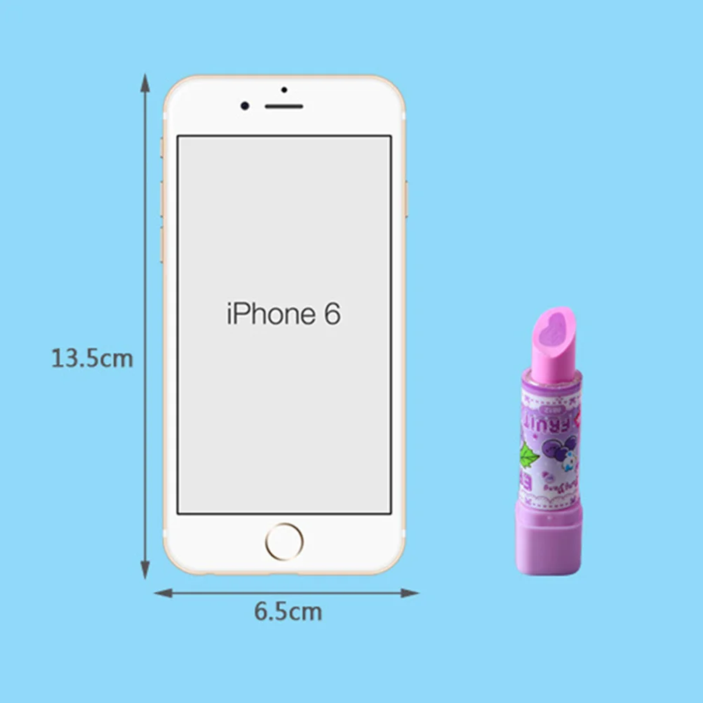 

10pcs Lipstick Shape Eraser Creative Stationery Fruit Pattern Pencil Eraser Creative Gift for Kids Students (Random Color)