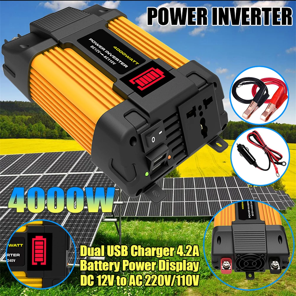 

Car Power Inverter 12V DC To 110V/220V AC Power Sine Wave Converter Transformer Modified Sine Wave Car Inverters Accessories