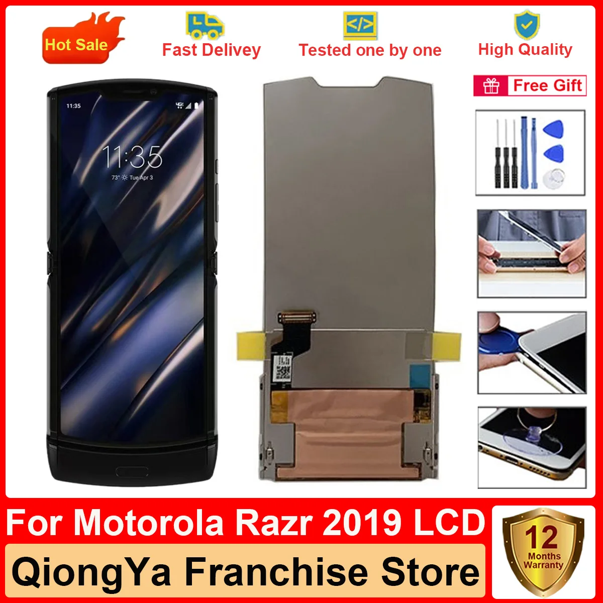 

Tested 6.2" Original New AMOLED razr 1 Display For Motorola Moto Razr 2019 XT2000-1 LCD with Touch Screen Digitizer Assembly