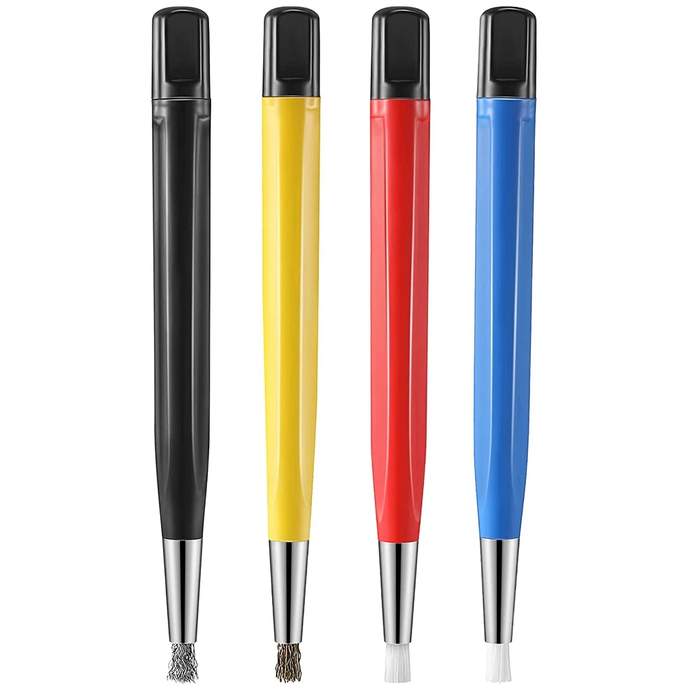 

4Pcs/Set Rust Removal Brush Pen Glass Fiber / Brass /Steel /Nylon Brush Pen Shape Watch Parts Polishing Cleaning Tool