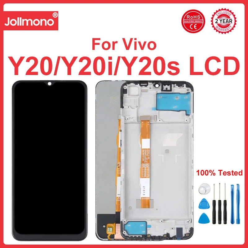 

6.51" For Vivo Y20 Y20i Y20S V2029 V2027 V2032 LCD Display Touch Screen Digitizer Assembly Replacement With Frame