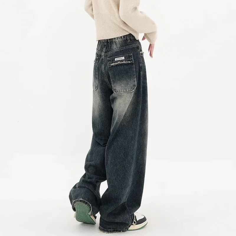 Vintage women's high-waisted jeans, Harajuku Streetwear, Fall fashion, wide-legged jeans, baggy straight jeans, wide pants, Y2K
Vintage women's high-waisted jeans, Harajuku Streetwear, Fall fashion, wide-legged jeans, baggy straight jeans, wide pants, Y2K