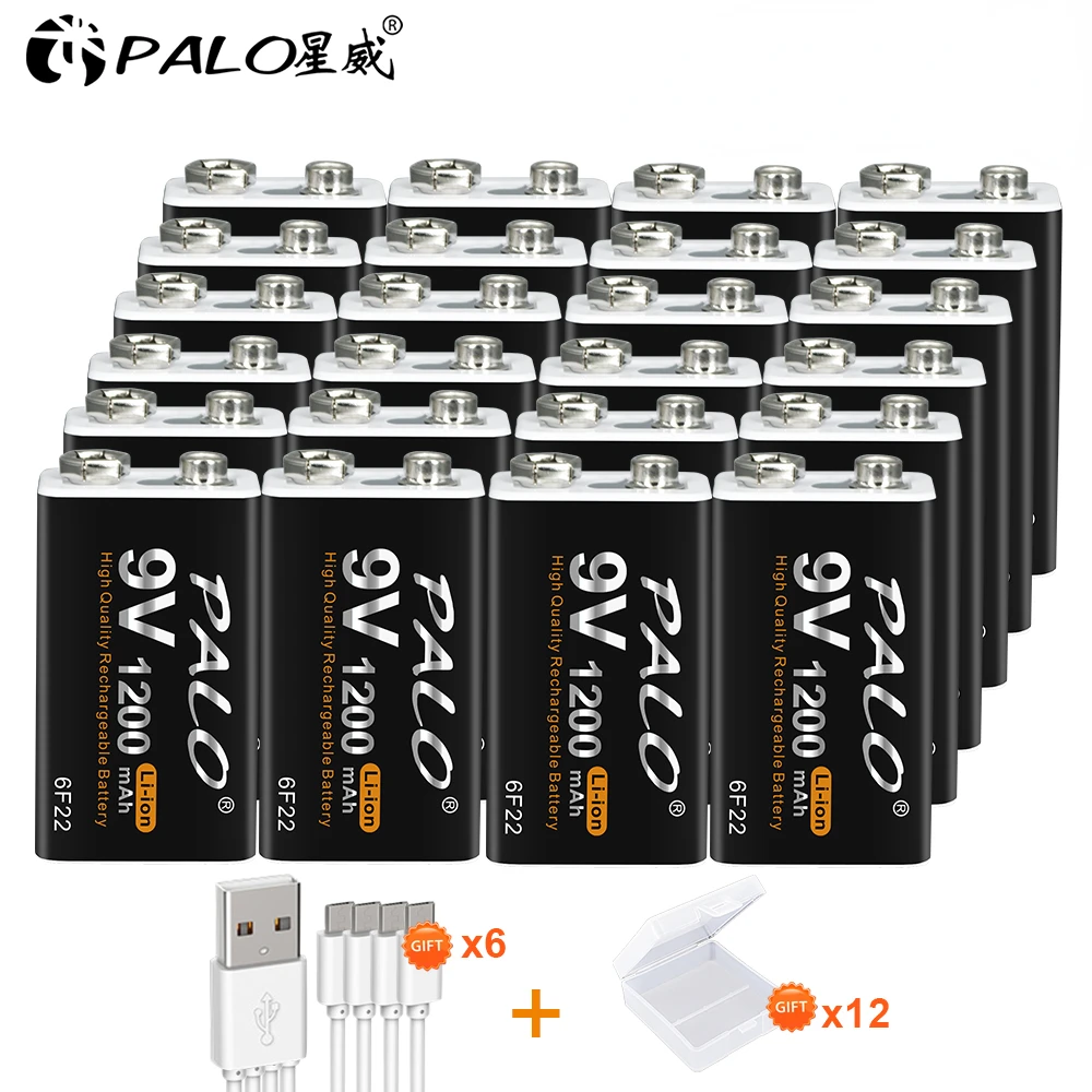 PALO 12-40PCS 9 Volt 1200mAh micro USB li-ion Rechargeable for RC Helicopter Model Microphone Toy 6F22 9V Li ion Lithium Battery
PALO 12-40PCS 9 Volt 1200mAh micro USB li-ion Rechargeable for RC Helicopter Model Microphone Toy 6F22 9V Li ion Lithium Battery