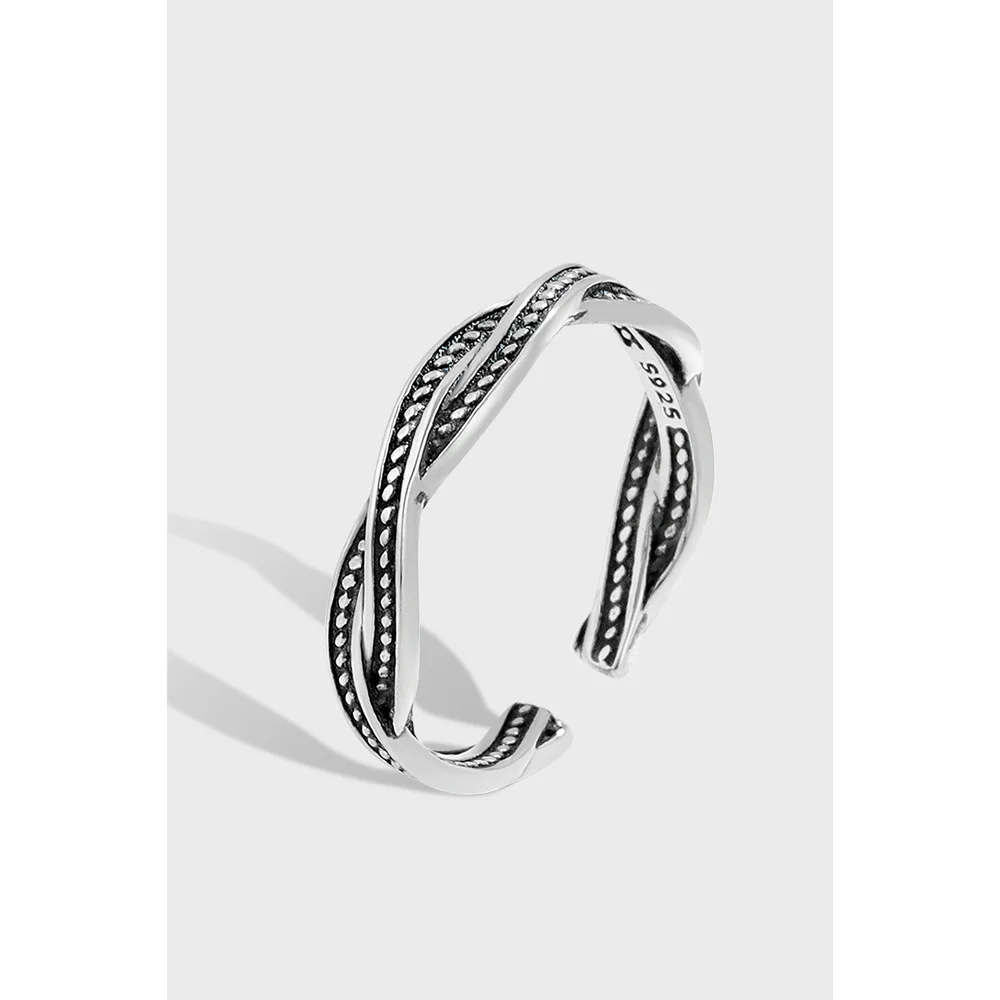 

Japan and South Korea New S925 Sterling Silver Twisted Thread Fried Dough Twists Chaoren.com Red Thai Tail Ring Women's