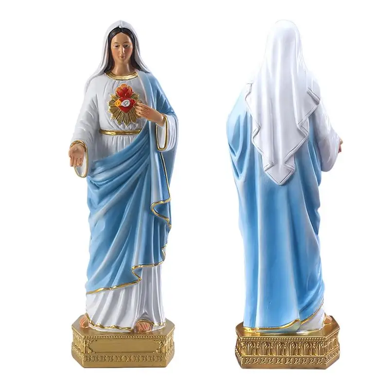 

8.66Inch Blessed Virgin Mary Figurine Pastel Color Mother Mary Statue Resin Stone Religious Christian Figurine Decoration