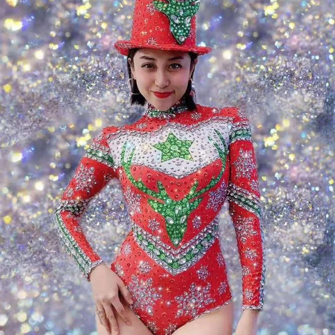 2Y00017 Christmas Rhinestone Bodysuit Club Costume Crystals Rhinestones Long Sleeve Leotard Nightclub Jumpsuits
2Y00017 Christmas Rhinestone Bodysuit Club Costume Crystals Rhinestones Long Sleeve Leotard Nightclub Jumpsuits