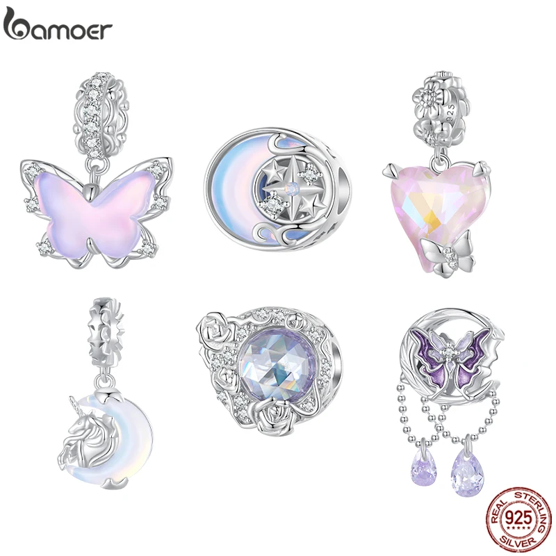 Bamoer, серебро 925 пробы, луна, амулет в виде единорога, кружево, Бабочка, шарм, изысканный кулон для женщин, девушек, вечерние, элегантные ювелирные изделия 
Bamoer, серебро 925 пробы, луна, амулет в виде единорога, кружево, Бабочка, шарм, изысканный кулон для женщин, девушек, вечерние, элегантные ювелирные изделия