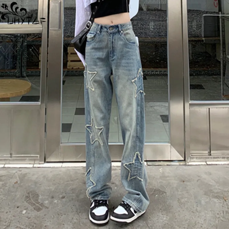 UHYTGF Jeans For Women's Spring Autumn New Retro Y2K Trend Star Splicing High Waist Straight Casual Street Female Denim Trousers
UHYTGF Jeans For Women's Spring Autumn New Retro Y2K Trend Star Splicing High Waist Straight Casual Street Female Denim Trousers