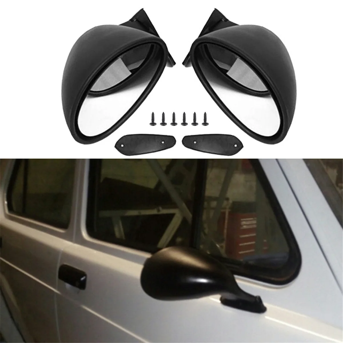 

California Style Left & Right Car Classic Retro Door Wing Side Mirror Rearview Vintage Matte Universal Black