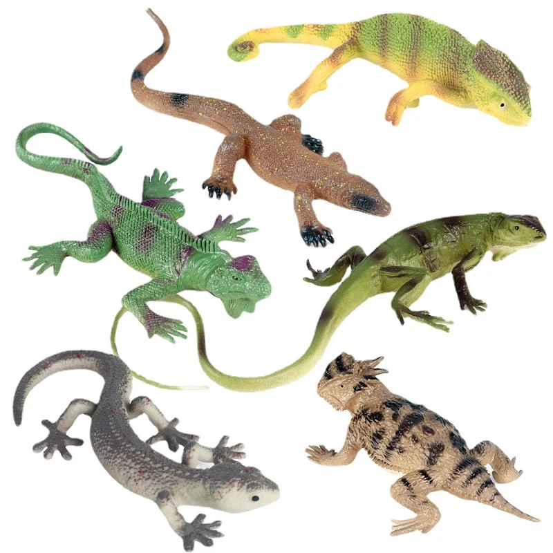 

Children's cognitive simulation Amphibian reptile model toy Soft glue chameleon gecko lizard lizard lizard ornaments