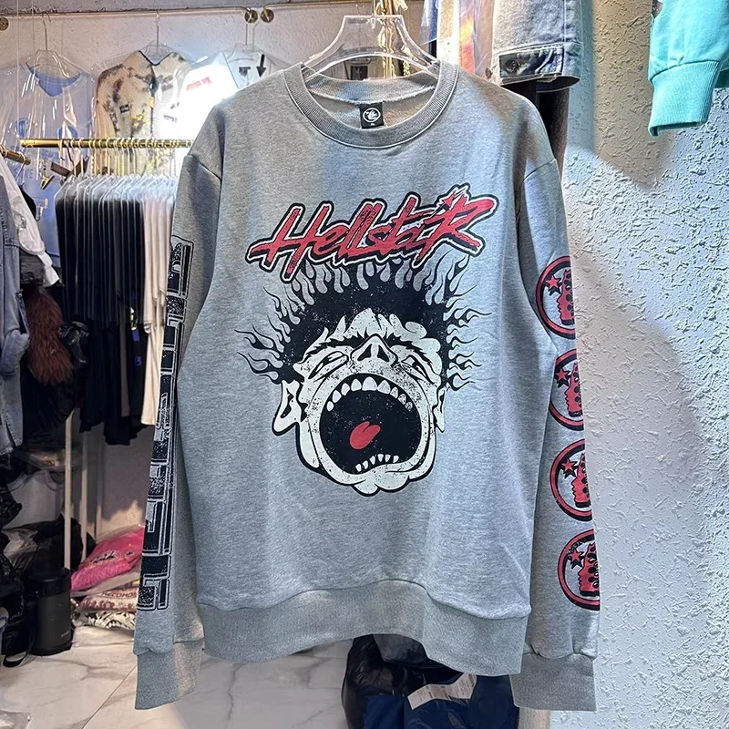Hellstar Cotton Pullover Big Mouth Letter Print Round Neck High Street Black Grey Couple Sports Long Sleeve Pullover
Hellstar Cotton Pullover Big Mouth Letter Print Round Neck High Street Black Grey Couple Sports Long Sleeve Pullover