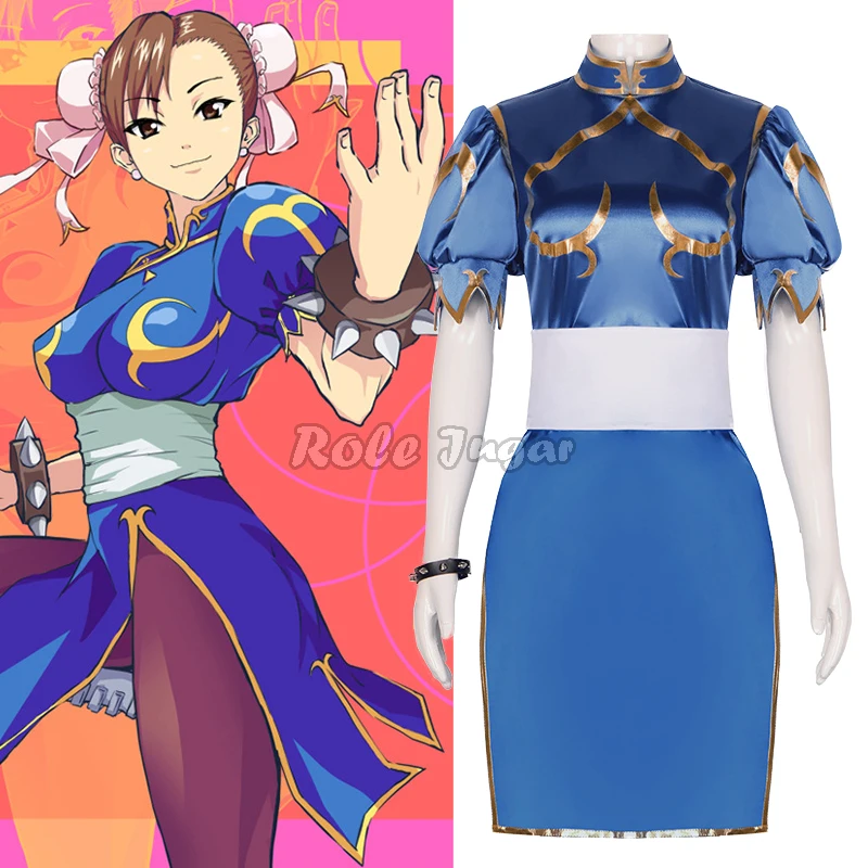 Street Fighter Cosplay Chun Li Dress Belt Suits Anime Games Halloween Party Sexy Chun-Li Blue Cheongsam Role Playing
Street Fighter Cosplay Chun Li Dress Belt Suits Anime Games Halloween Party Sexy Chun-Li Blue Cheongsam Role Playing