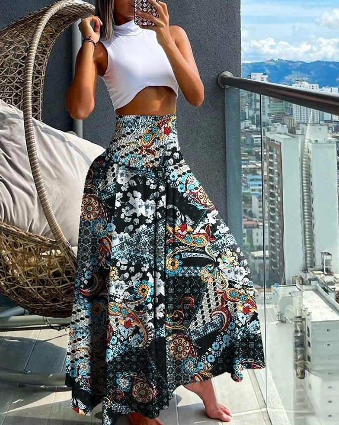 Women's Vacation Trousers 2024 Spring/summer Latest Casual Vintage Boho Tribal Floral Print High Waist Shirred Wide Leg Pants
Women's Vacation Trousers 2024 Spring/summer Latest Casual Vintage Boho Tribal Floral Print High Waist Shirred Wide Leg Pants