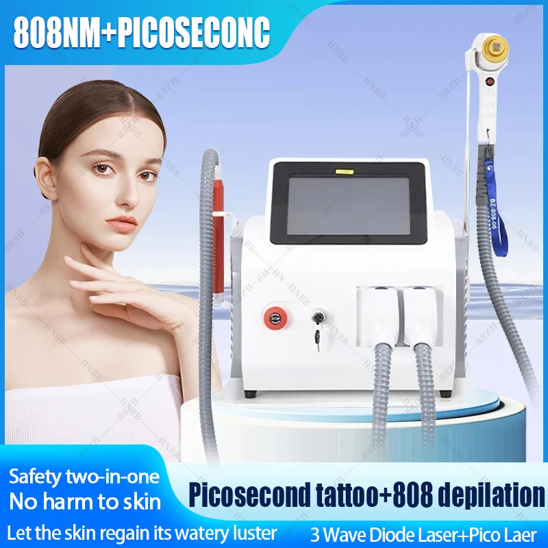 

2 in 1 808 Diode Laser Permanent Cooling Painless Laser Epilator Hair Removal Q Switched Nd Yag Picosecond Laser Tattoo Removal
