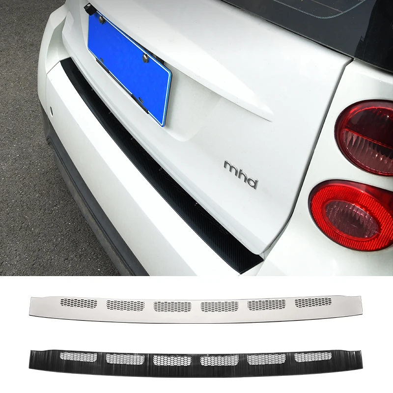 

Stainless Steel Car Trunk Rear Guard Plate Sticker Rear Bumper Trim for Smart 451 Fortwo Trunk Sill Tread 3D Carbon Fiber Film