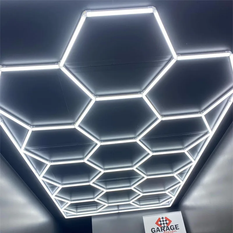 

Honeycomb Hexagon Ceiling LED Lights, Dimmable Light for Detailing Workshop, Car Shop and Garage, 6500K