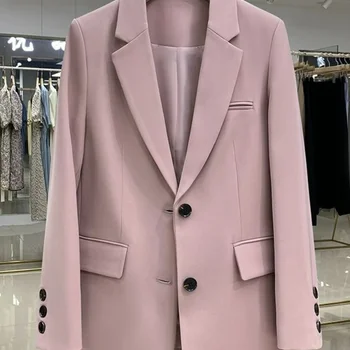 작은 핑크 재킷 정장 여성용, 캐주얼, 작은, 느슨한, 한국 버전, 작은 정장, 여성 디자인, 센스 블레이저