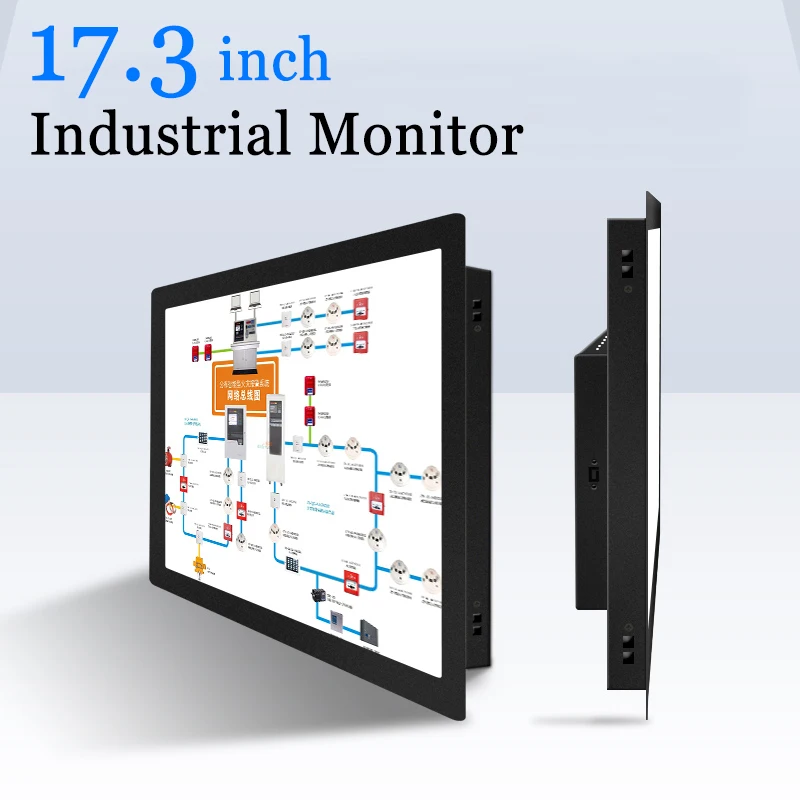

17.3 inch Wall Hanging Industrial Touchscreen Monitor Resistive Touch Screen Monitor with VGA DVI HDMI AV TV BNC