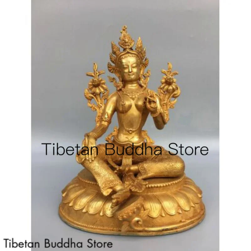 10.2" Antique Tibetan Buddhism temple Bronze gilt Green Tara bodhisattva statue
10.2" Antique Tibetan Buddhism temple Bronze gilt Green Tara bodhisattva statue