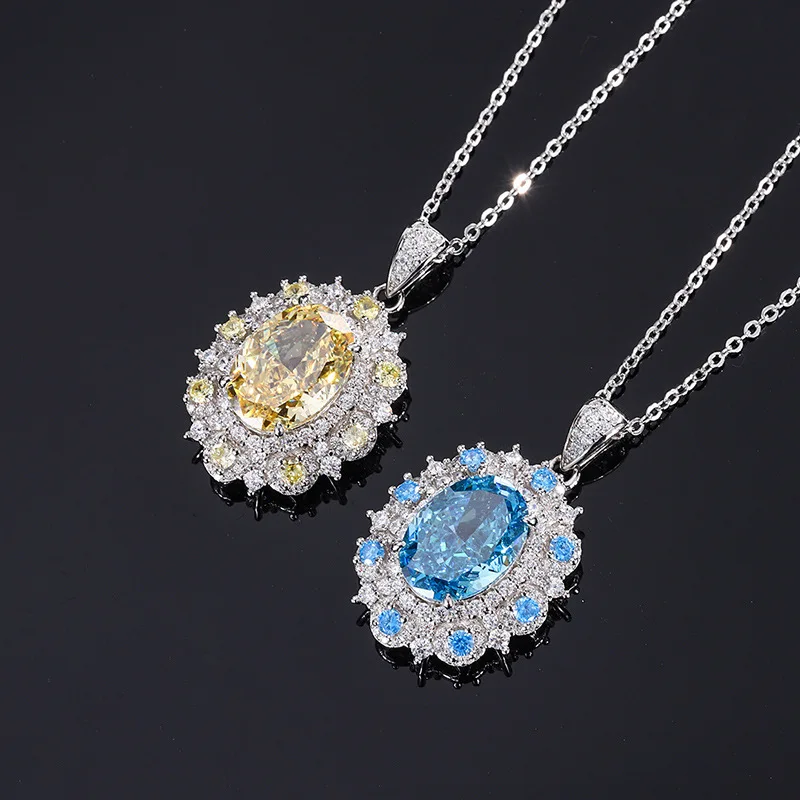 Gorgeous Blue Yellow Radiant Cut High Carbon Diamond Flower Pendant Necklace For Women S925 Sterling Silver Vintage Jewelry Gift
Gorgeous Blue Yellow Radiant Cut High Carbon Diamond Flower Pendant Necklace For Women S925 Sterling Silver Vintage Jewelry Gift