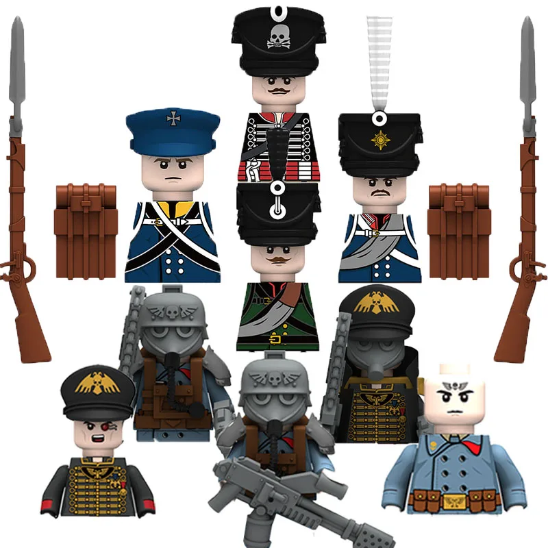 

Military Building Blocks Figures Toys Gifts Weapons Guns Napoleonic War Prussian Soldiers 40K Krieger Corps Full Printing Body