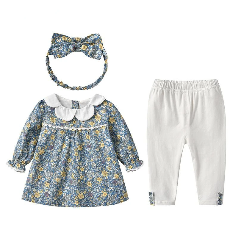 

Newborn Clothes Suit 3 Pcs Kids Floral Shirt + Capri Pants + Headband Girls Autumn Children Outdoor Set Cute Matching Outfit