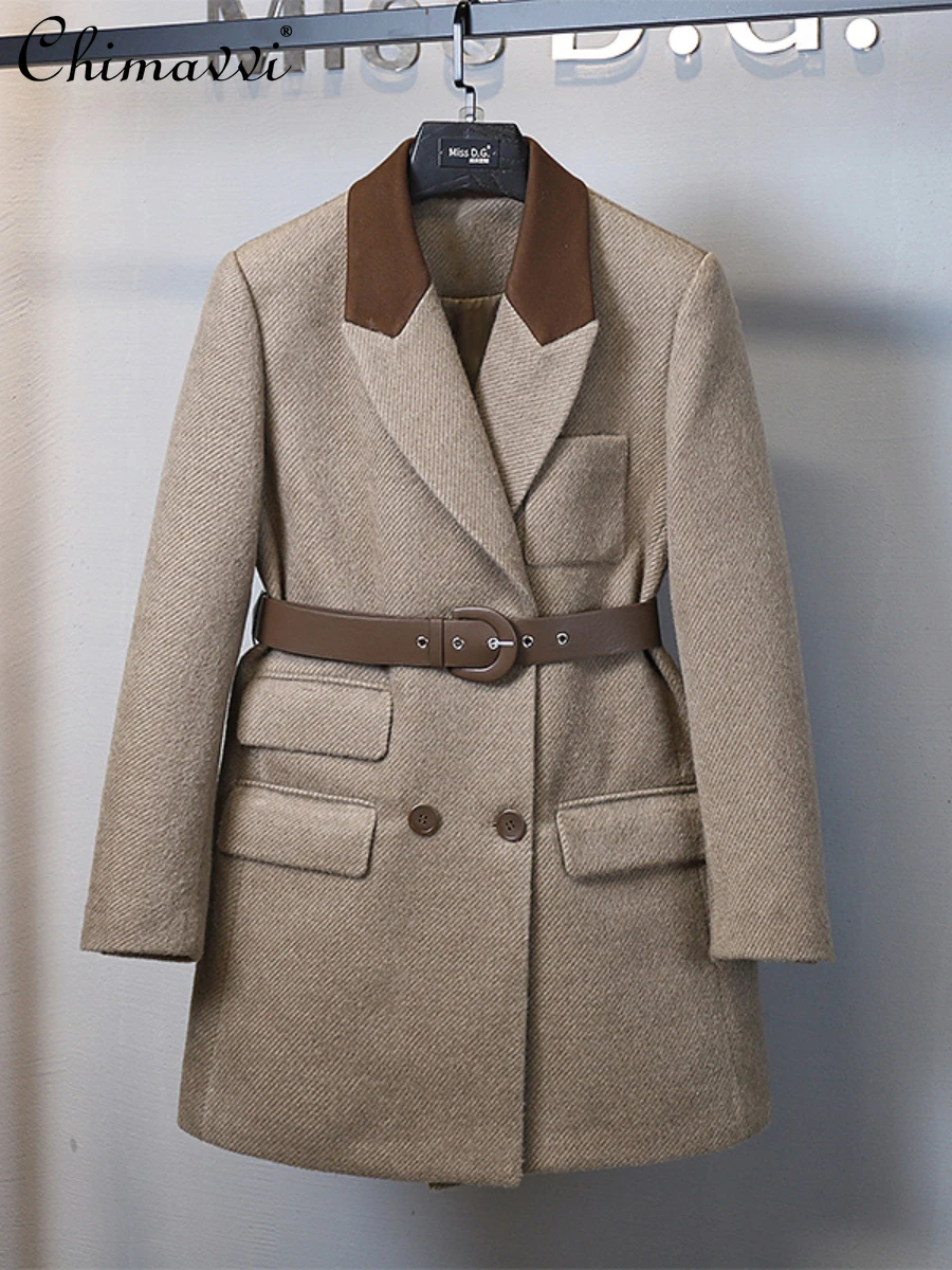 2023 Winter Clothes New Women's Fashion Color Contrast Lapel Long-Sleeved Woolen Coat Office Lady Elegant All-Matching Jackets
2023 Winter Clothes New Women's Fashion Color Contrast Lapel Long-Sleeved Woolen Coat Office Lady Elegant All-Matching Jackets