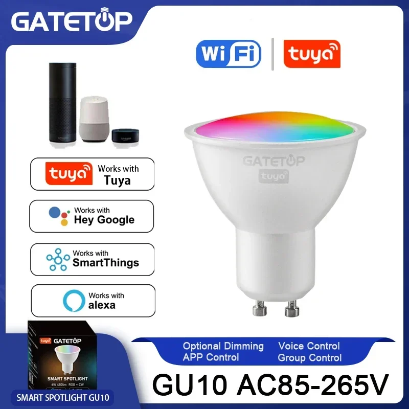 Умная Светодиодная лампа Tuya Rgb Gu10 с регулируемой яркостью, Wi-Fi, 110 В переменного тока, 85-265 в, работает с Alexa Google Home
Умная Светодиодная лампа Tuya Rgb Gu10 с регулируемой яркостью, Wi-Fi, 110 В переменного тока, 85-265 в, работает с Alexa Google Home