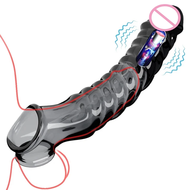 Extensions de manchon de pénis pour adultes, vibrateurs de retard d'agrandissement masculin, masseur de clitoris, anneau pénien vibrant, jouet sexuel 1