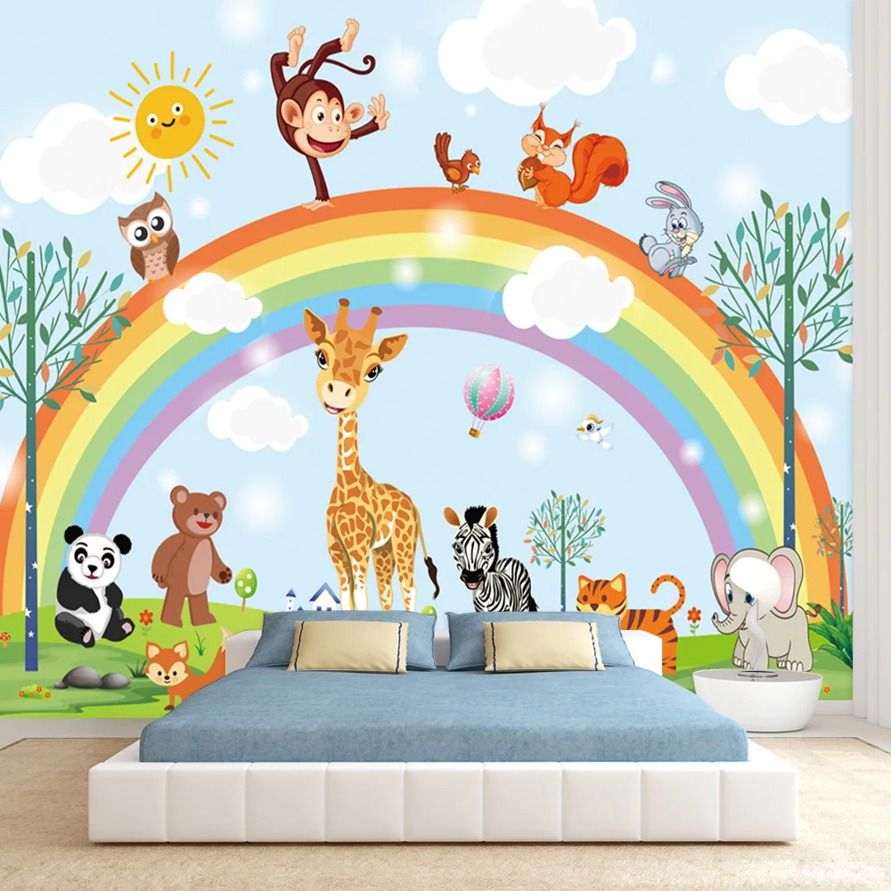 

Removable Peel and Stick Wallpaper Accept for Living Room Kids Nursery Contact Paper Wall Papers Home Decor Cartoon Animal Mural