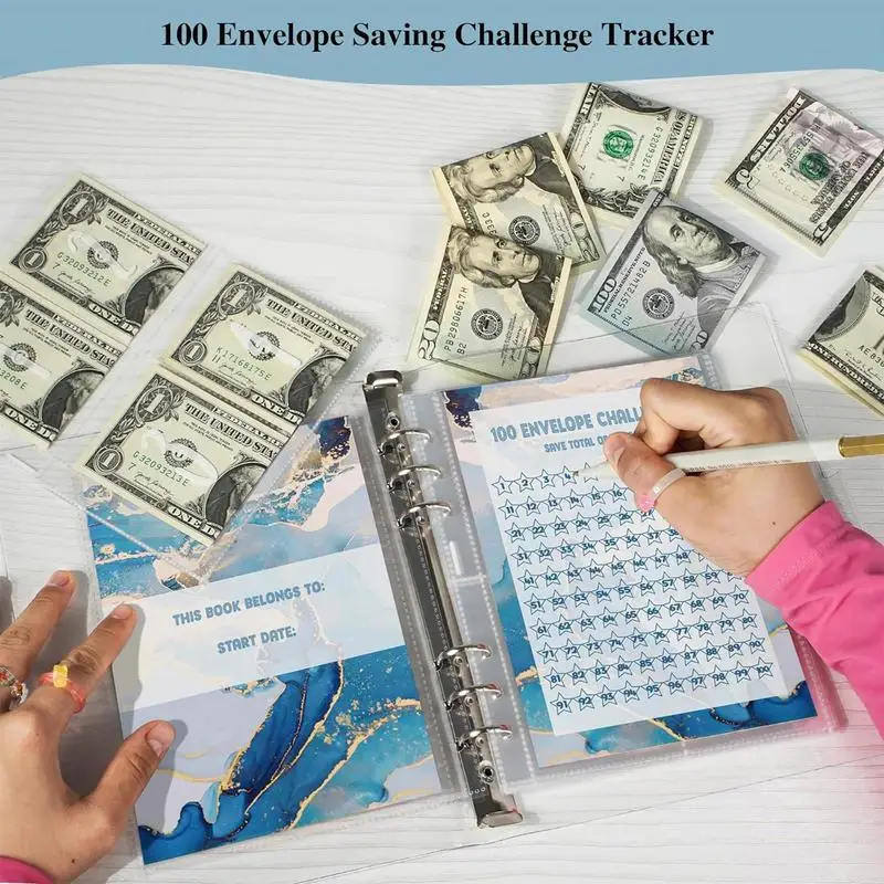 

100 Savings Challenge Binder Saving Money Wallet Book Fun Organized Cash Envelopes with Tracker Envelope Savings Challenge Money