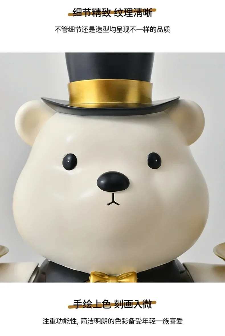 Modern Light Luxury Living Room Creative Floor-standing Bear Ornaments Lamp Panel Sofa Storage Tray High-end Home Decoration Modern Light Luxury Living Room Creative Floor-standing Bear Ornaments Lamp Panel Sofa Storage Tray High-end Home Decoration