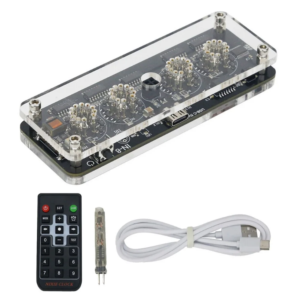 1set IN-8 4-Digit Nixie Tube Desktop Clock Advance W/ LED Backlight Remote Control 110mmx40mm Measurement Analysis Instruments
1set IN-8 4-Digit Nixie Tube Desktop Clock Advance W/ LED Backlight Remote Control 110mmx40mm Measurement Analysis Instruments