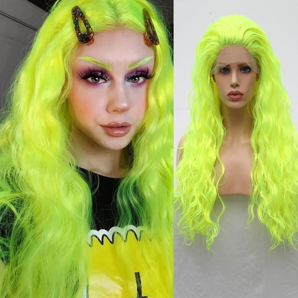 Loose Curly Synthetic Lace Front Wig Yellow Green Pre Plicked Natural Hairline Daily Use Cosplay Transprent Lace Wig for Women
Loose Curly Synthetic Lace Front Wig Yellow Green Pre Plicked Natural Hairline Daily Use Cosplay Transprent Lace Wig for Women