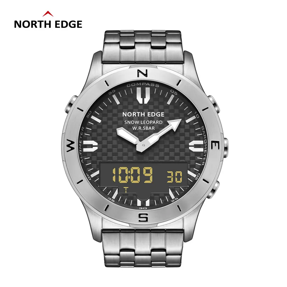 NORTH EDGE Men's Digital Watch Steel Band 50M Waterproof Altimeter Barometer Compass Military Wristwatch Relogio
NORTH EDGE Men's Digital Watch Steel Band 50M Waterproof Altimeter Barometer Compass Military Wristwatch Relogio