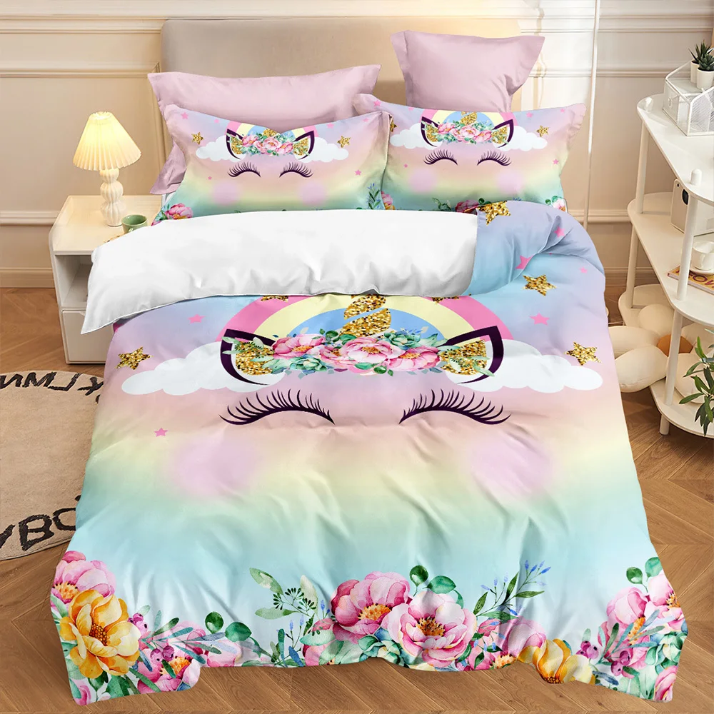3pcs Y2K Unicorn Duvet Cover Set, Unicorn Watercolor Flowers Bedding (1pc* Duvet Cover + 2pcs* Pillowcases, No Pillow Core)
3pcs Y2K Unicorn Duvet Cover Set, Unicorn Watercolor Flowers Bedding (1pc* Duvet Cover + 2pcs* Pillowcases, No Pillow Core)