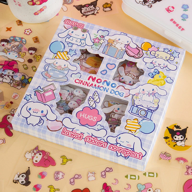 100pcs Anime Sanrio Stickers Kuromi Cinnamoroll Melody Waterproof Handbook Sticker Luggage Skateboard Guitar Laptop Stikers Toy
100pcs Anime Sanrio Stickers Kuromi Cinnamoroll Melody Waterproof Handbook Sticker Luggage Skateboard Guitar Laptop Stikers Toy