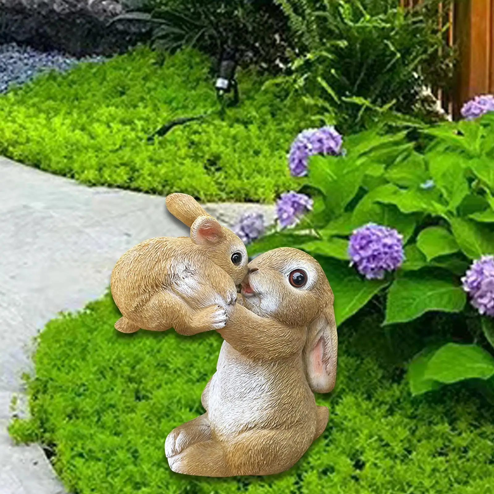 

Easter Bunny Figurine Cute Decorative Resin Easter Decor Garden Statue Tabletop Ornament for Desk Shelf Office Porch Yard