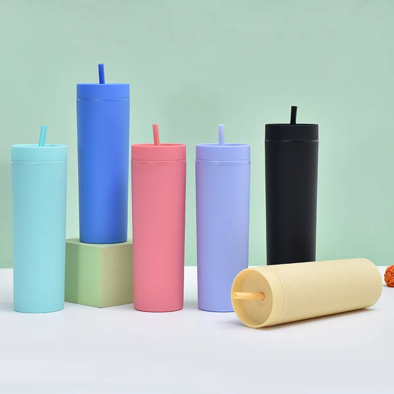16oz Double Wall Skinny Tumbler Matte Water Bottle with Lid Straw Plastic Frosted Straight Body Straw Cup Coffee Mug for Girls
16oz Double Wall Skinny Tumbler Matte Water Bottle with Lid Straw Plastic Frosted Straight Body Straw Cup Coffee Mug for Girls