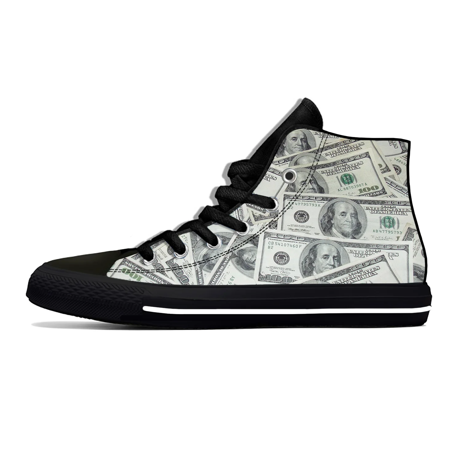 

Gothic Dollar Dollars Money Anime Cartoon Funny Casual Cloth Shoes High Top Lightweight Breathable 3D Print Men Women Sneakers