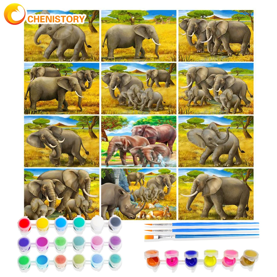 CHENISTORY Coloring By Numbers Elephant Picture Scenery With Paint Drawing On Canvas Home Decor 40x50cm Frame Painting Gift
CHENISTORY Coloring By Numbers Elephant Picture Scenery With Paint Drawing On Canvas Home Decor 40x50cm Frame Painting Gift