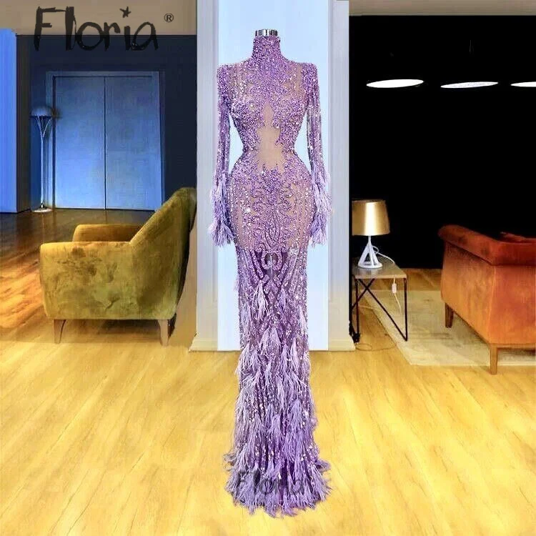 Gorgeous Plus Size Long Sleeve High Neck Beaded Lace Evening Dress Muslim Feather Mermaid Wedding Party Gowns Formal Dresses
Gorgeous Plus Size Long Sleeve High Neck Beaded Lace Evening Dress Muslim Feather Mermaid Wedding Party Gowns Formal Dresses