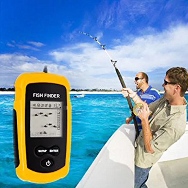 

Lucky Fish Finder Portable Sonar Sensor Alarm Transducer Fishfinder 0.6-100M Transducer Sensor Depth Finder Fish Accessories