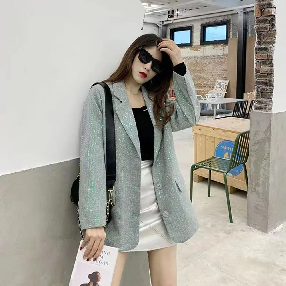 Fashion Sequined Suit Jackets Women Long Sleeve Casual Outwear Party Shiny Coat Tops Single Breasted Office Ladies Blazers 2023
Fashion Sequined Suit Jackets Women Long Sleeve Casual Outwear Party Shiny Coat Tops Single Breasted Office Ladies Blazers 2023