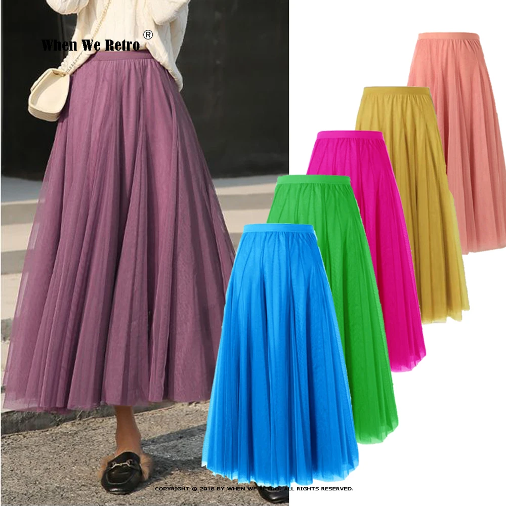 High Quality Candy Fluffy Mesh Long Skirt Solid Sweet Swing Big Flared Maxi Tulle Skirt Pink Green Blue Women's Tutu Jupe VD3662
High Quality Candy Fluffy Mesh Long Skirt Solid Sweet Swing Big Flared Maxi Tulle Skirt Pink Green Blue Women's Tutu Jupe VD3662