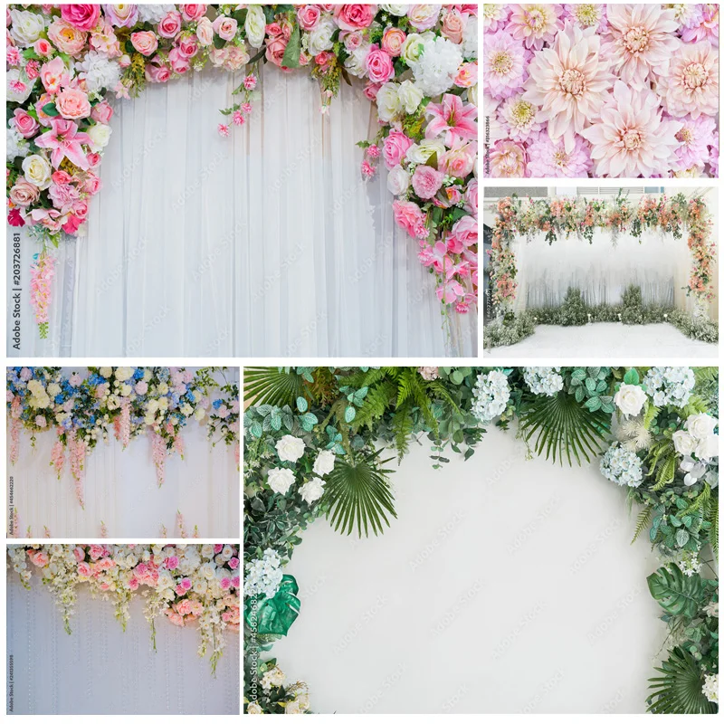 

ZHISUXI Vinyl Photography Backdrops Prop Flower Wall Wood Floor Wedding Party Theme Photo Studio Background 22221 LLH-06