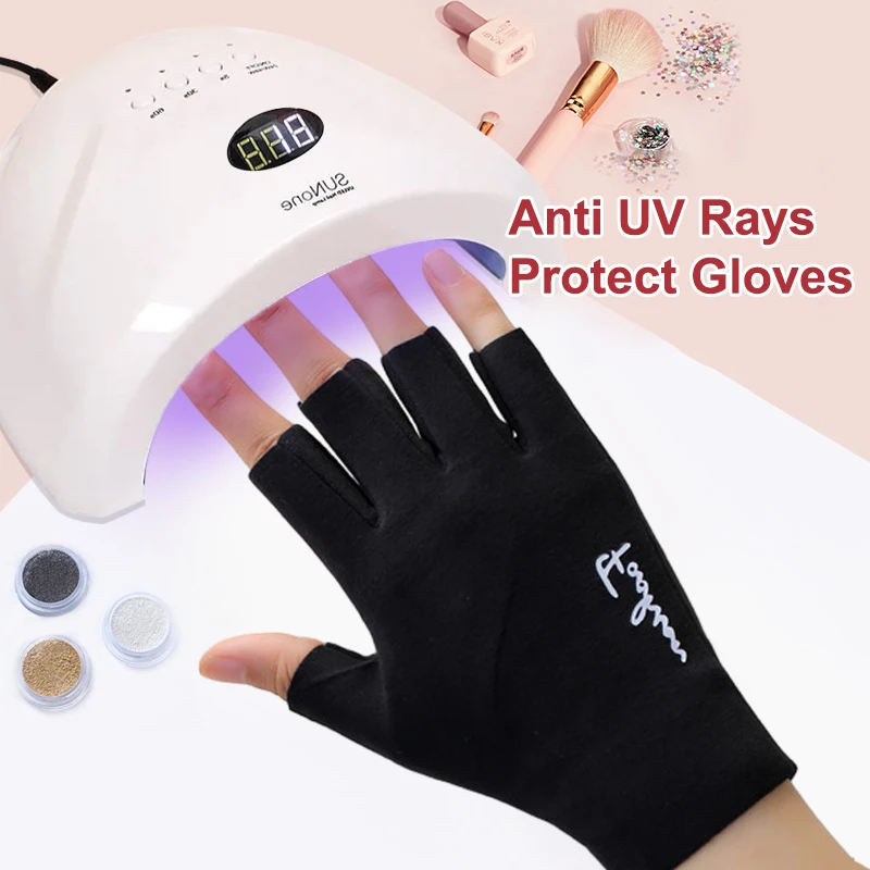 

2Pcs Anti Uv Rays Protect Gloves Nail Gloves Led Lamp Nail Uv Protection Radiation Proof Glove Manicure Nail Art Tools