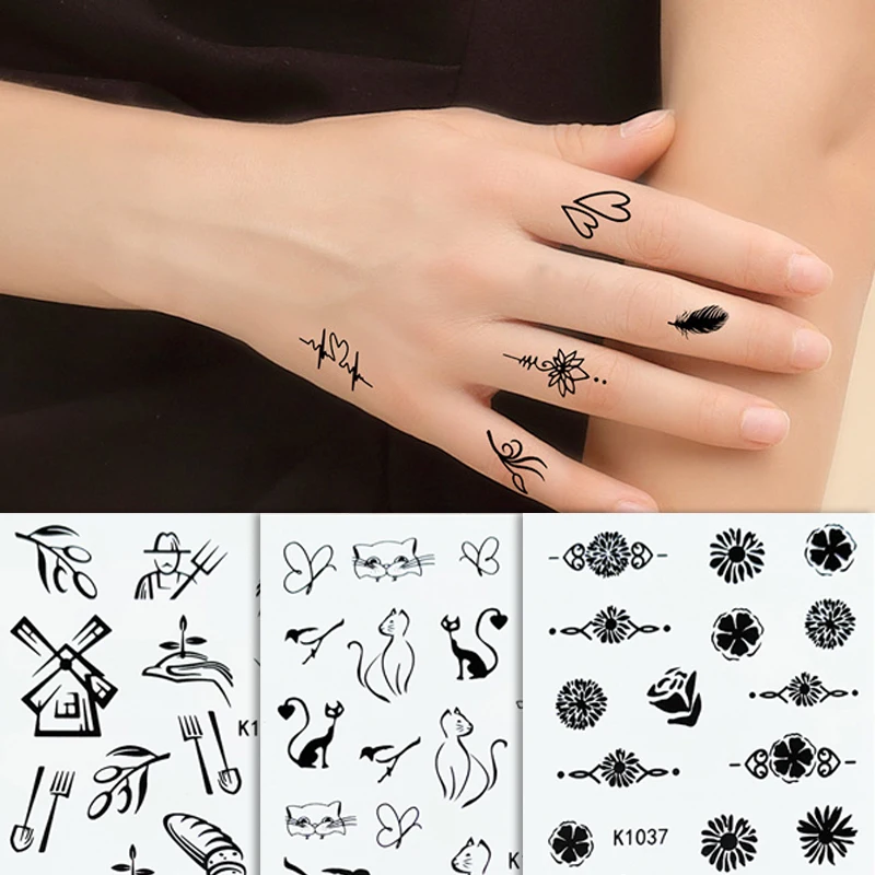 

DIY Tiny Lotus Flower Gadgets Temporary Tattoos For Women Kids Fake Diamond Alien Tattoo Stickers Finger Small Washable Tatoos